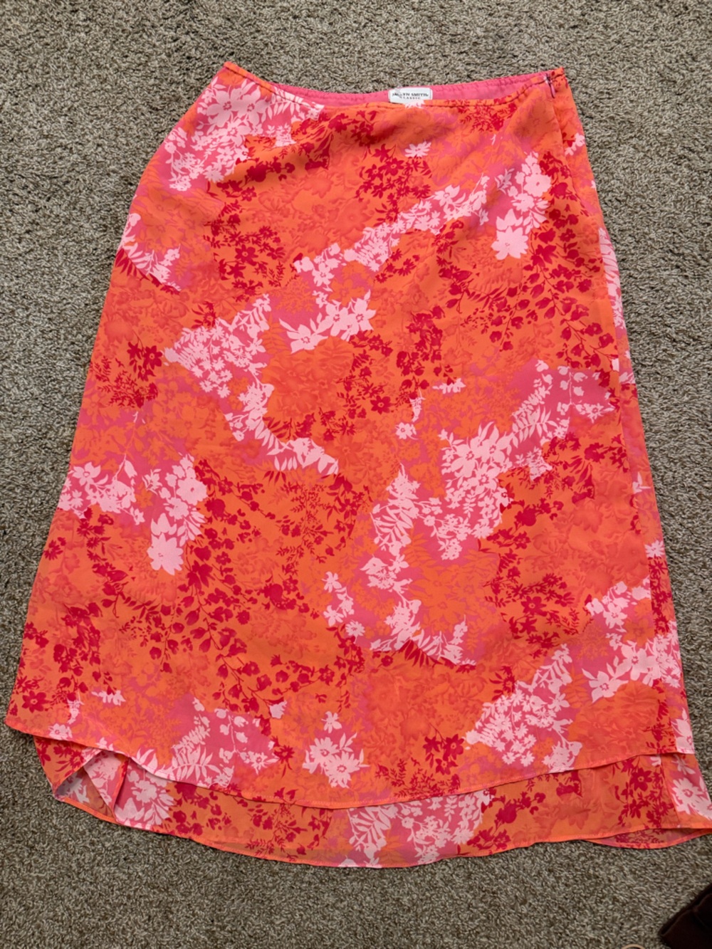 Jaclyn Smith Bright Coral-Pink Floral Pencil Skirt Size Large